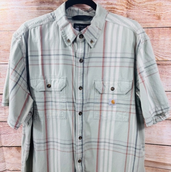 Carhartt Men's Button Down Short Sleeve Shirt Size LG - Picture 1 of 5